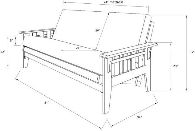Kodiak Furniture Tucson Full Size Futon Frame, Rustic Walnut - Image 3