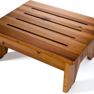Holana 6" Acacia Wood One Step Stool for Adults - 300 Lbs Wooden Step Stools Heavy Duty for High Bed Riser, Bathroom, Bedroom - Small Stepping Stool for Elderly, Seniors, Kids, Handicap Use Indoor