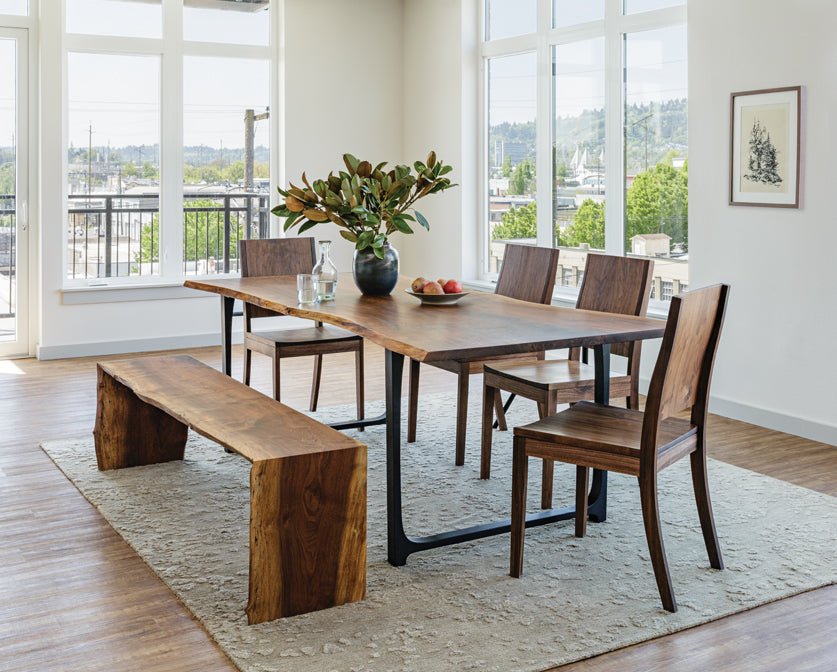 Metal Base Live-Edge Dining Table